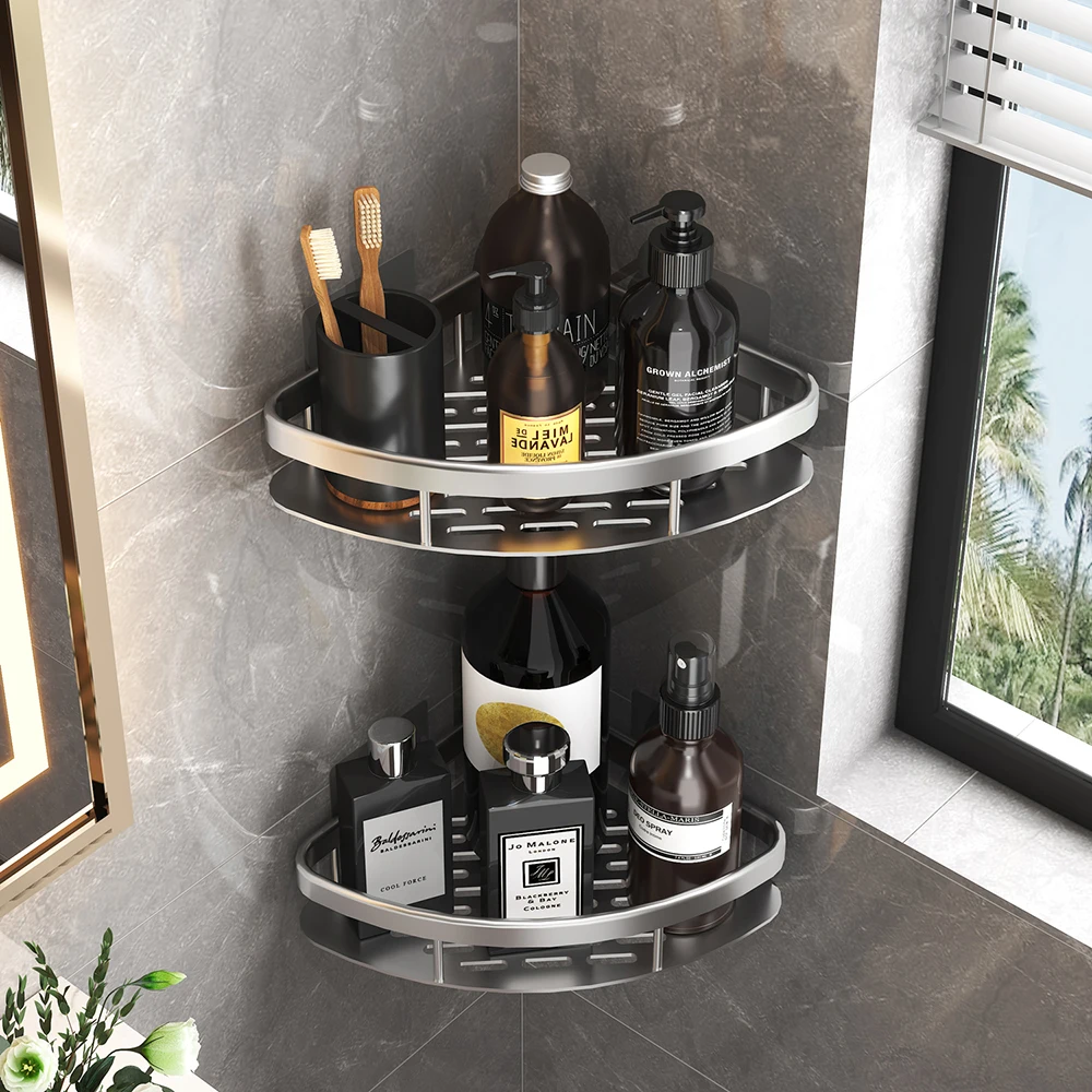 Bathroom Shelf Bathroom Towel Rack Shelves Wall Shower Shampoo Rack No Drill Shelf Bathroom Tripod Storage Rack