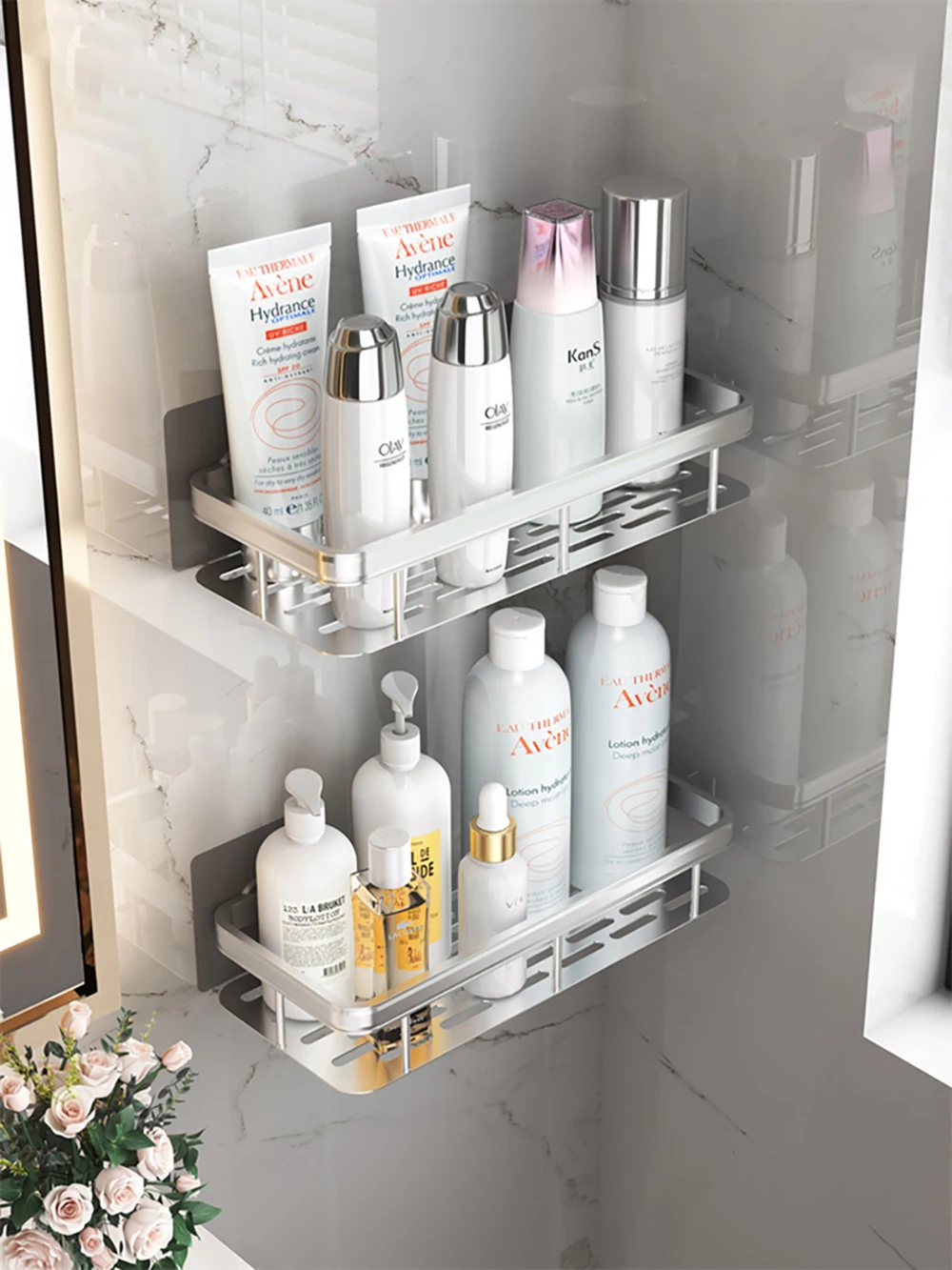 Bathroom Shelf Bathroom Towel Rack Shelves Wall Shower Shampoo Rack No Drill Shelf Bathroom Tripod Storage Rack