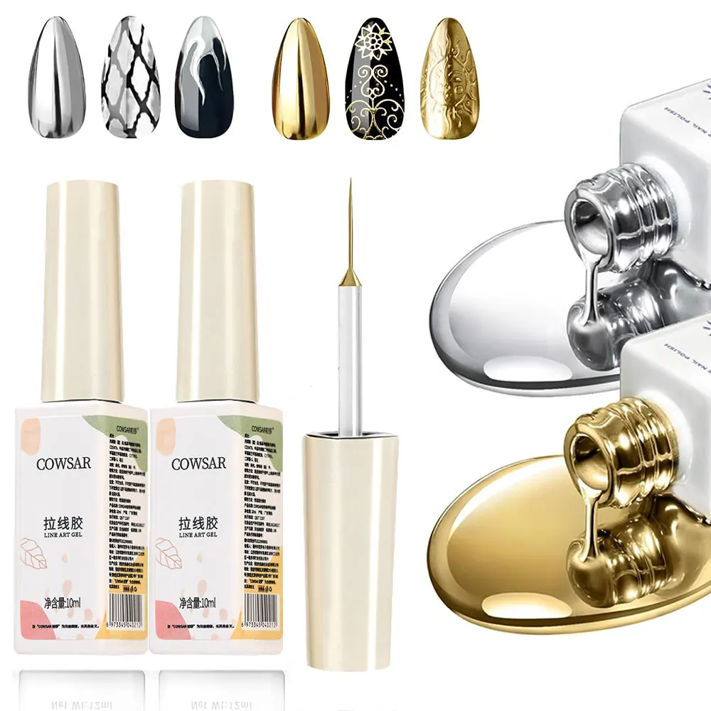 5/8/10/12ml 5D Metallic Painting Nail Gel Silver/Gold Liner Polish Mirror Chrome Effect Gel Nail Polish Soak Off UV/LED Drawing^