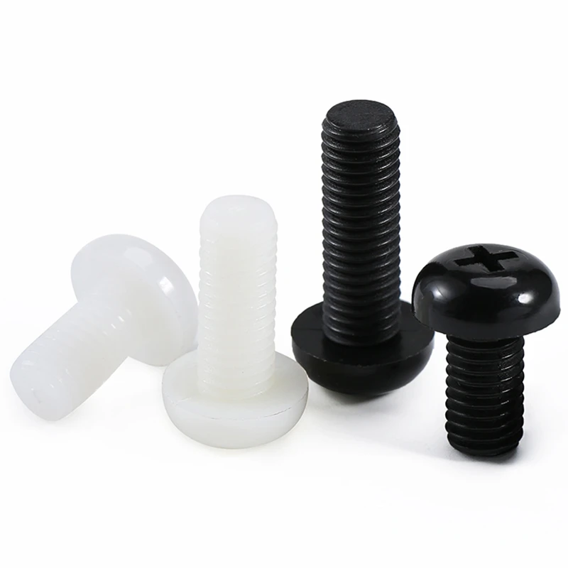Black White PA66 Nylon Phillips Pan Head Screws M2 M2.5 M3 M4 M5 M6 M8 Metric Thread Plastic Insulation Cross Round Head Bolts