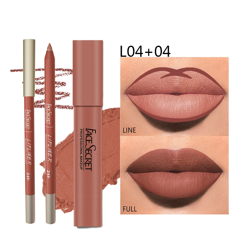 Matte Lipliner&Lipstick Set,Waterproof, Long Lasting Lip Makeup, Soft Matte Color Rendering,Women's Makeup Cosmetics
