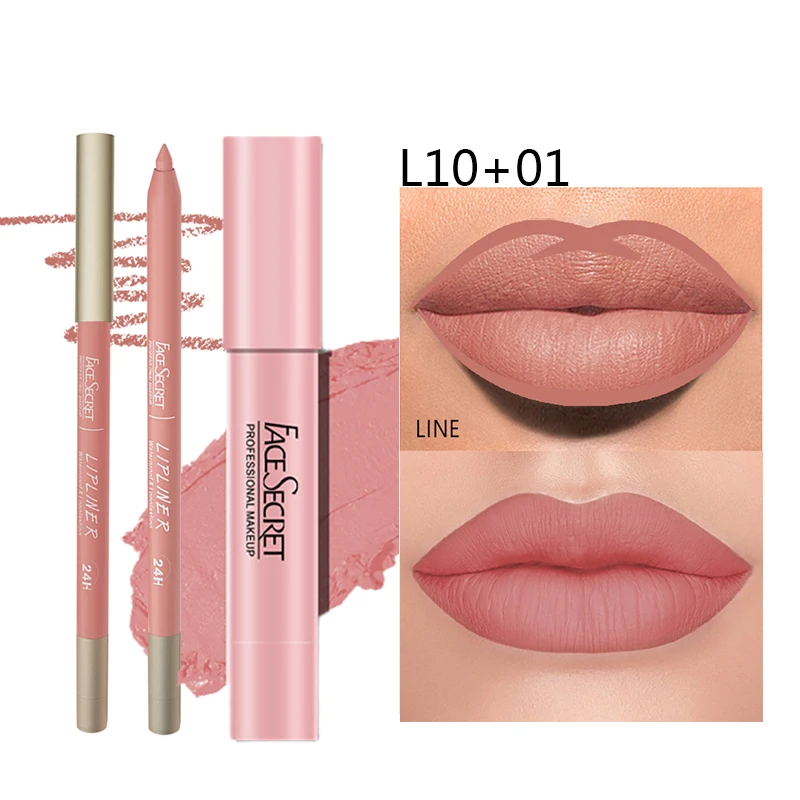 Matte Lipliner&Lipstick Set,Waterproof, Long Lasting Lip Makeup, Soft Matte Color Rendering,Women's Makeup Cosmetics