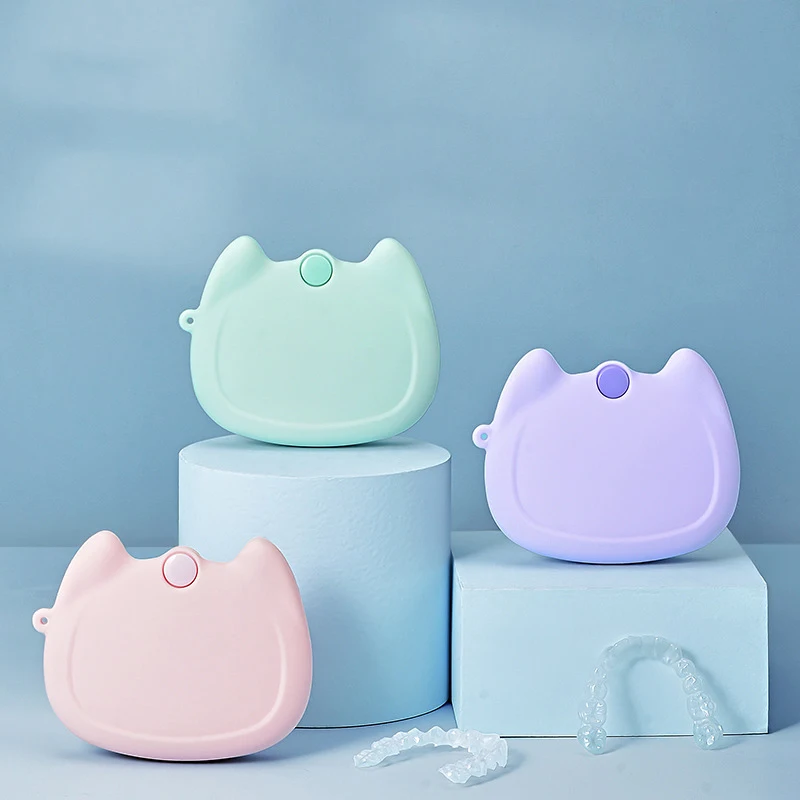 Silicone Denture Tray Box Dental Orthodontic Braces Retainer Case Vent Holes Dental Denture Box ​False Teeth Protective Case