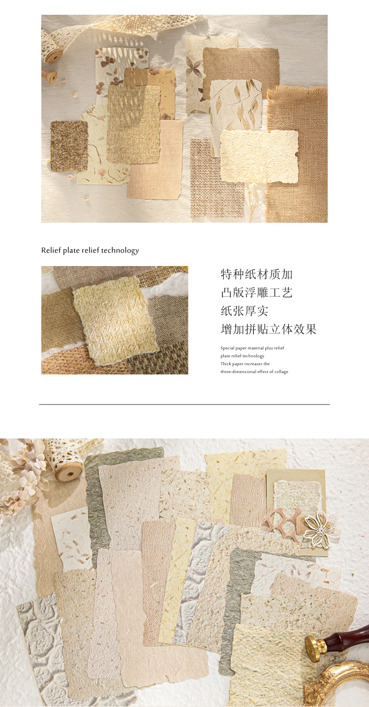 28pcs/pack Vintage Reliefs Texture Paper DIY Scrapbooking Collage Materials Decor Junk Journal Aesthetics stationery Paper