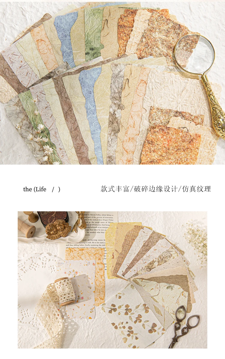 28pcs/pack Vintage Reliefs Texture Paper DIY Scrapbooking Collage Materials Decor Junk Journal Aesthetics stationery Paper