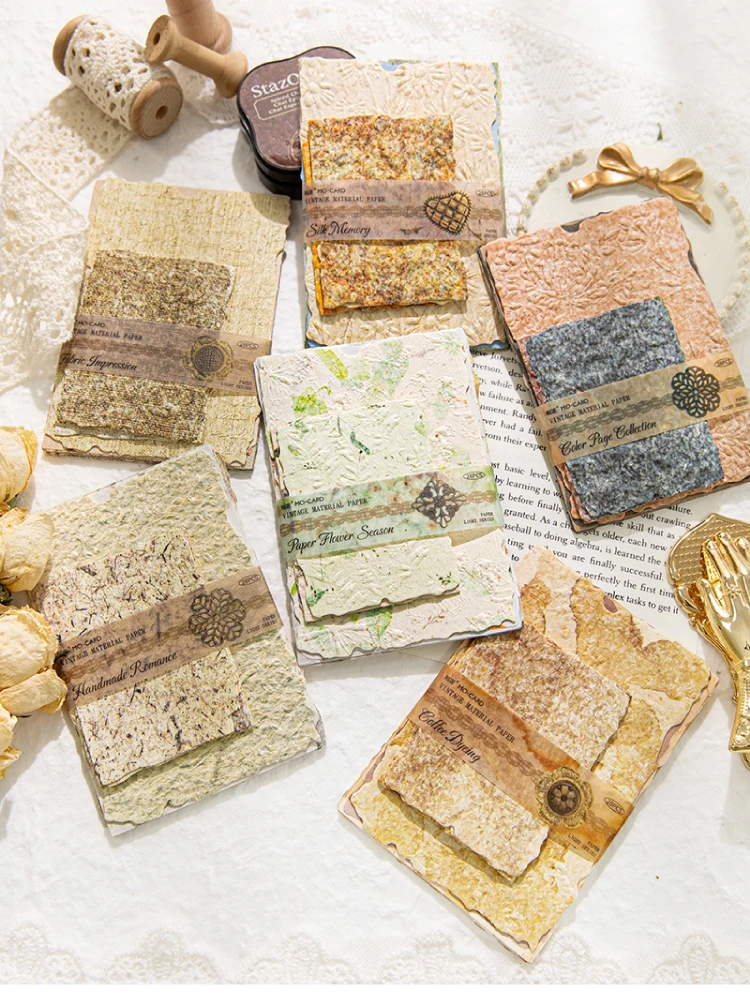 28pcs/pack Vintage Reliefs Texture Paper DIY Scrapbooking Collage Materials Decor Junk Journal Aesthetics stationery Paper