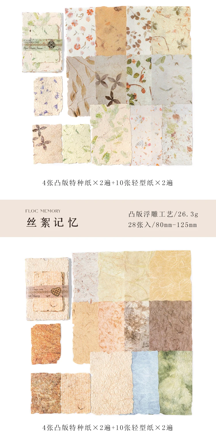 28pcs/pack Vintage Reliefs Texture Paper DIY Scrapbooking Collage Materials Decor Junk Journal Aesthetics stationery Paper