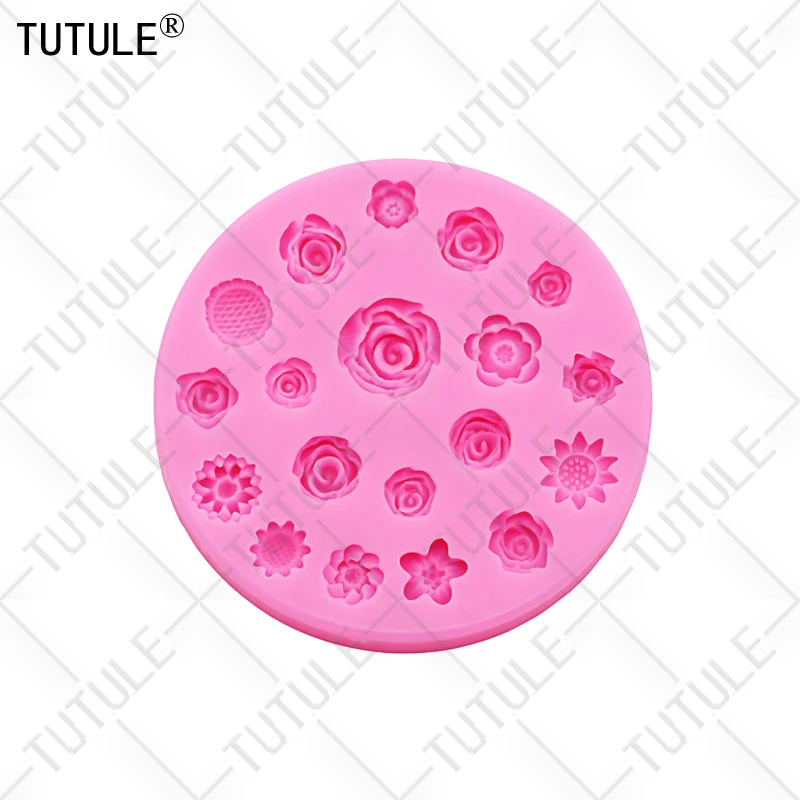 Flowers Silicone Mold Flower Resin Phone Case Head Rope Hair Card Jewelry Accessories Mold Flower Chocolate Cake Silicone Mold