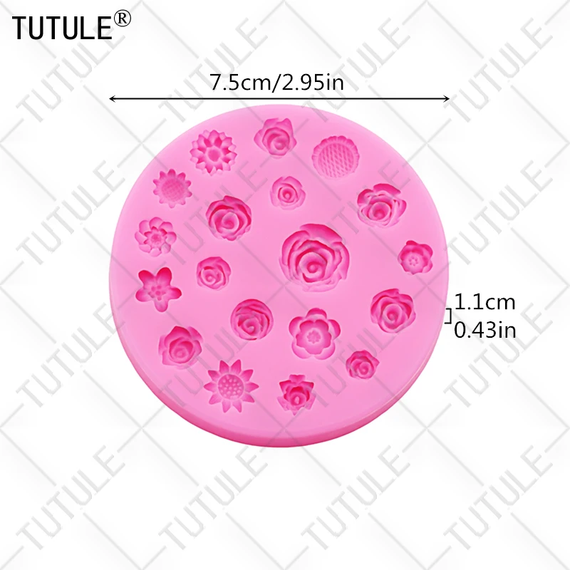 Flowers Silicone Mold Flower Resin Phone Case Head Rope Hair Card Jewelry Accessories Mold Flower Chocolate Cake Silicone Mold