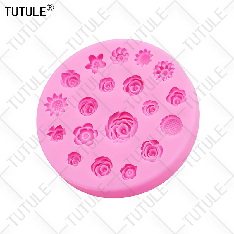 Flowers Silicone Mold Flower Resin Phone Case Head Rope Hair Card Jewelry Accessories Mold Flower Chocolate Cake Silicone Mold