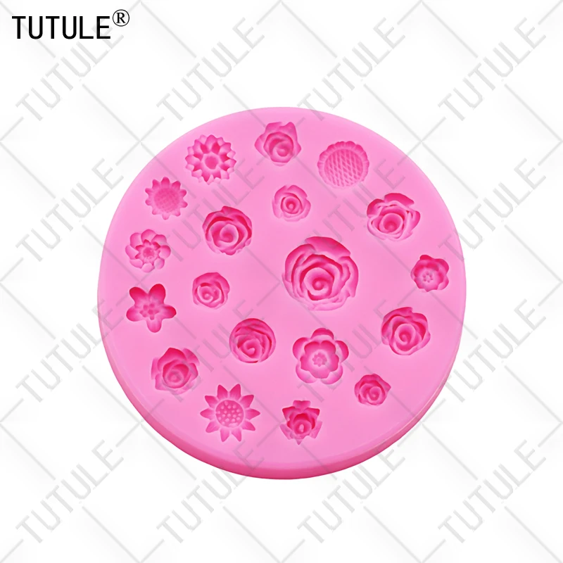 Flowers Silicone Mold Flower Resin Phone Case Head Rope Hair Card Jewelry Accessories Mold Flower Chocolate Cake Silicone Mold