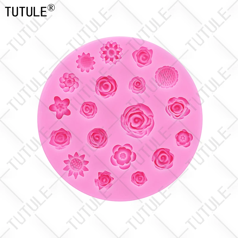 Flowers Silicone Mold Flower Resin Phone Case Head Rope Hair Card Jewelry Accessories Mold Flower Chocolate Cake Silicone Mold