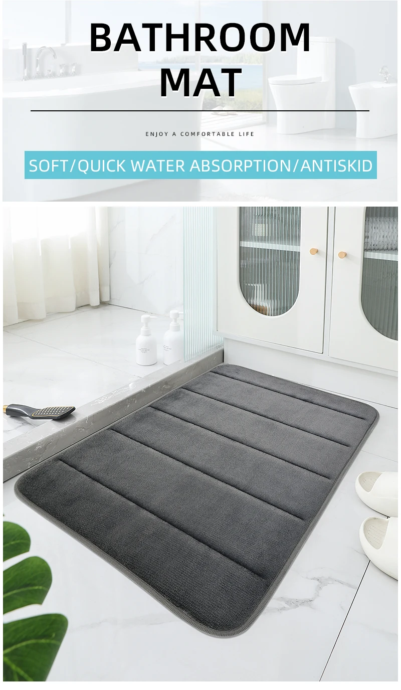Bathroom Coral Velvet Anti-skid Mat,Quick Water Absorption,Dry Machine Washing,Toilet Mat,SoftComfortable, Easy Mat Bathroom Use