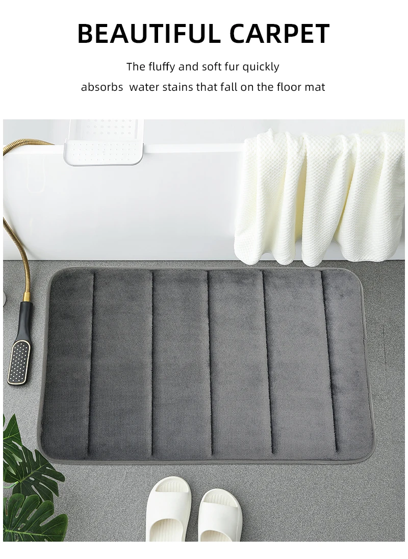 Bathroom Coral Velvet Anti-skid Mat,Quick Water Absorption,Dry Machine Washing,Toilet Mat,SoftComfortable, Easy Mat Bathroom Use