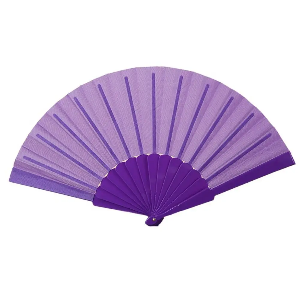 Portable Folding Fan Plain Plastic Cloth Hand Fan Chinese Elegant Fabric Hand Fan for Weddings Travel Party Dancing Cosplay