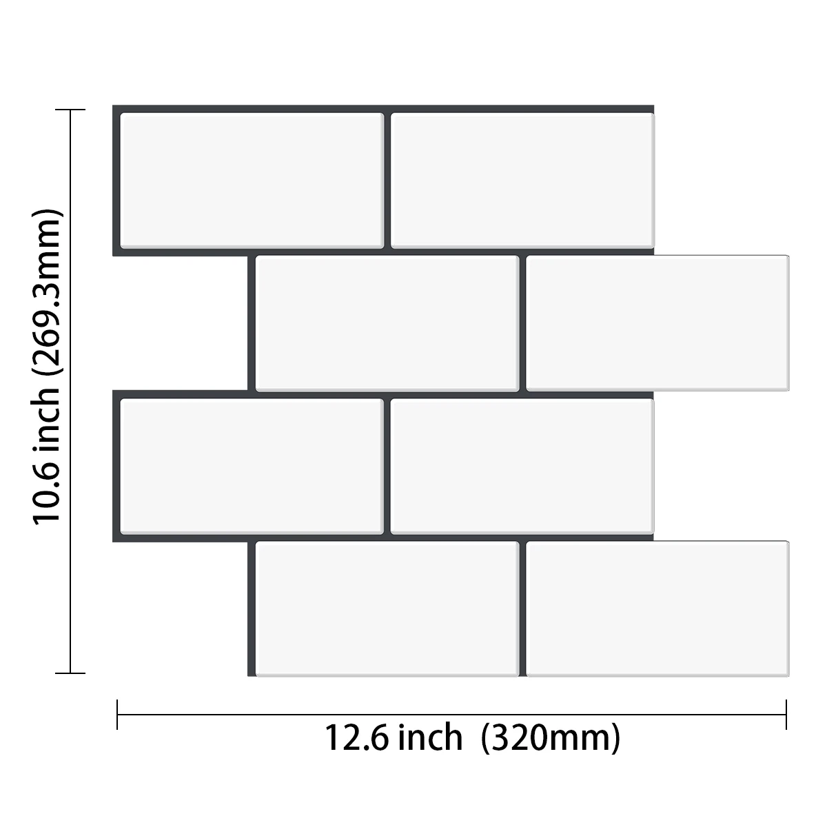 10 Sheets Big Tiles Peel and Stick Wall Stickers Brick Vinyl Wallpaper Waterproof Kitchen Bathroom Backsplash Home Decor