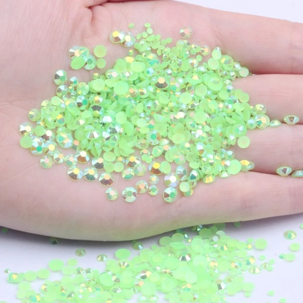 2mm~6mm 1000 Resin Jelly Drill Non Thermal Repair Ab Flat Back Plastic Crystal Nail Diy Glitter Stone