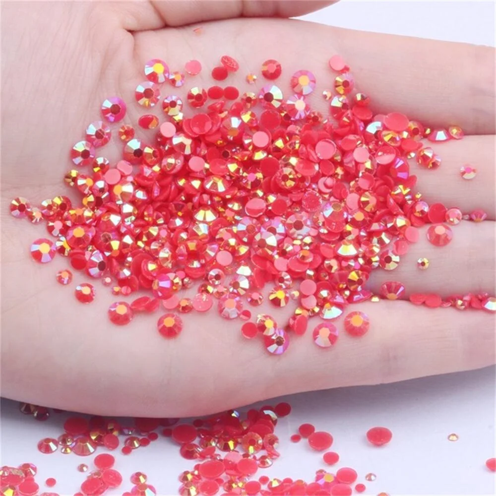 2mm~6mm 1000 Resin Jelly Drill Non Thermal Repair Ab Flat Back Plastic Crystal Nail Diy Glitter Stone