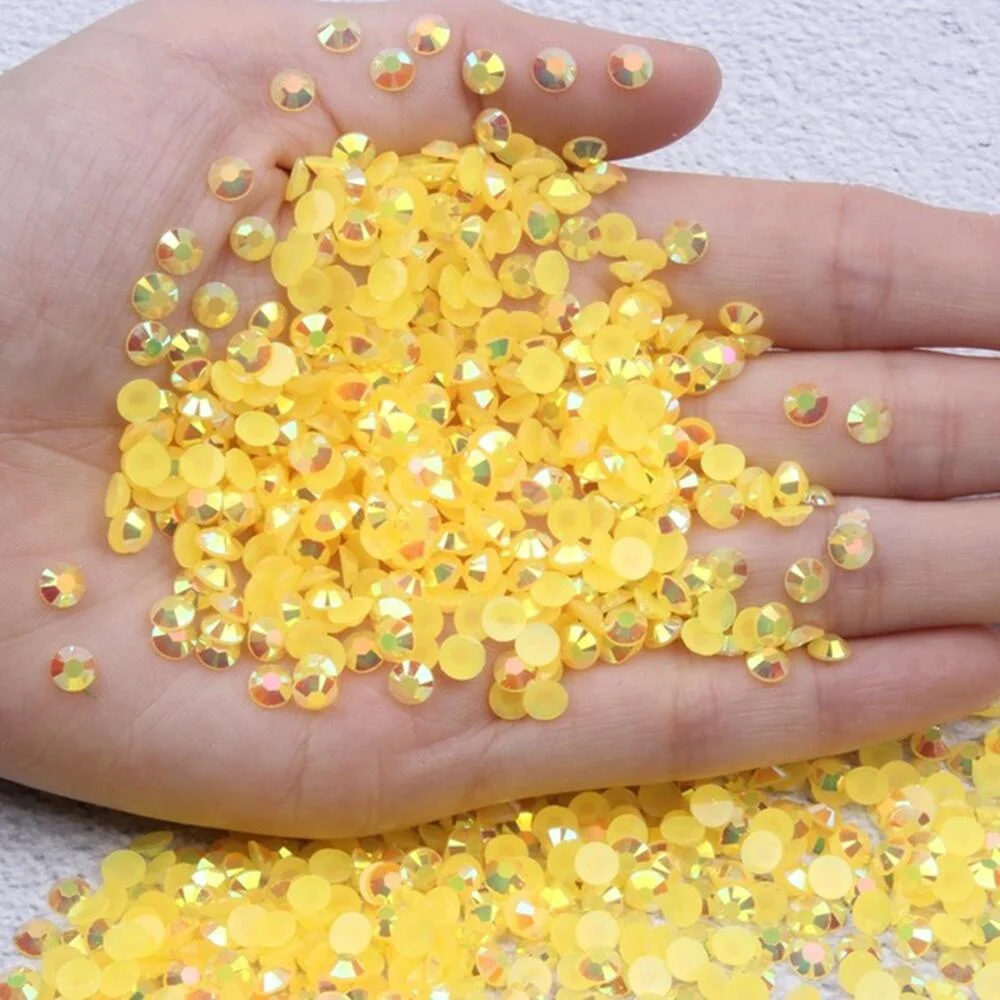 2mm~6mm 1000 Resin Jelly Drill Non Thermal Repair Ab Flat Back Plastic Crystal Nail Diy Glitter Stone