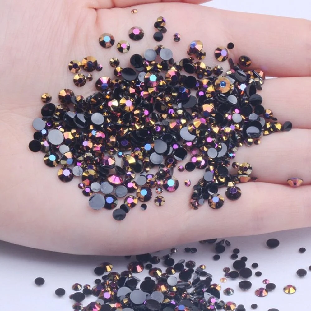 2mm~6mm 1000 Resin Jelly Drill Non Thermal Repair Ab Flat Back Plastic Crystal Nail Diy Glitter Stone
