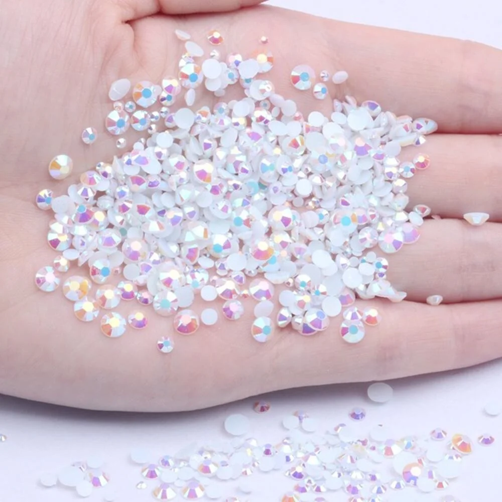 2mm~6mm 1000 Resin Jelly Drill Non Thermal Repair Ab Flat Back Plastic Crystal Nail Diy Glitter Stone