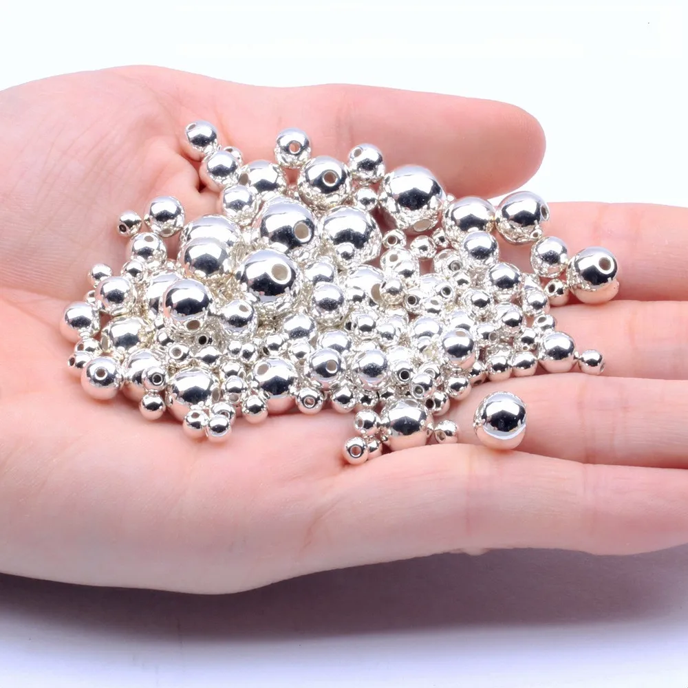 3mm-12mm Gold Plated/silver Plated Pearl Acrylic Beads Round Pearl Spaced Scattered Beads For Jewelry Making Diy