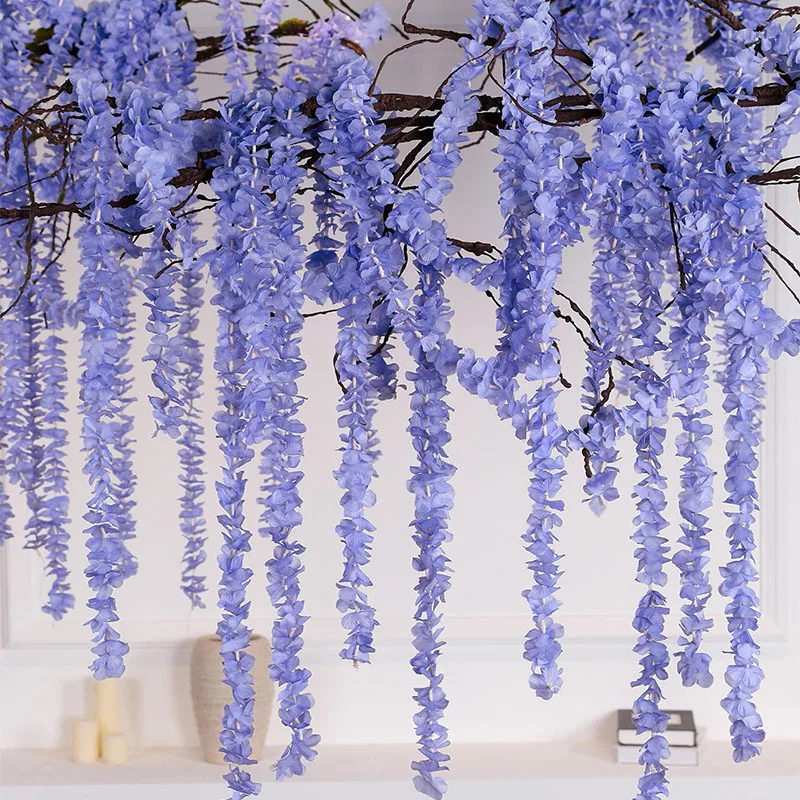 10PCS Artificial Wisteria Flowers Vine 29 Inch Long Tailing Silk Flower Strings for Wall Hanging Wedding Arch Party Home Decor