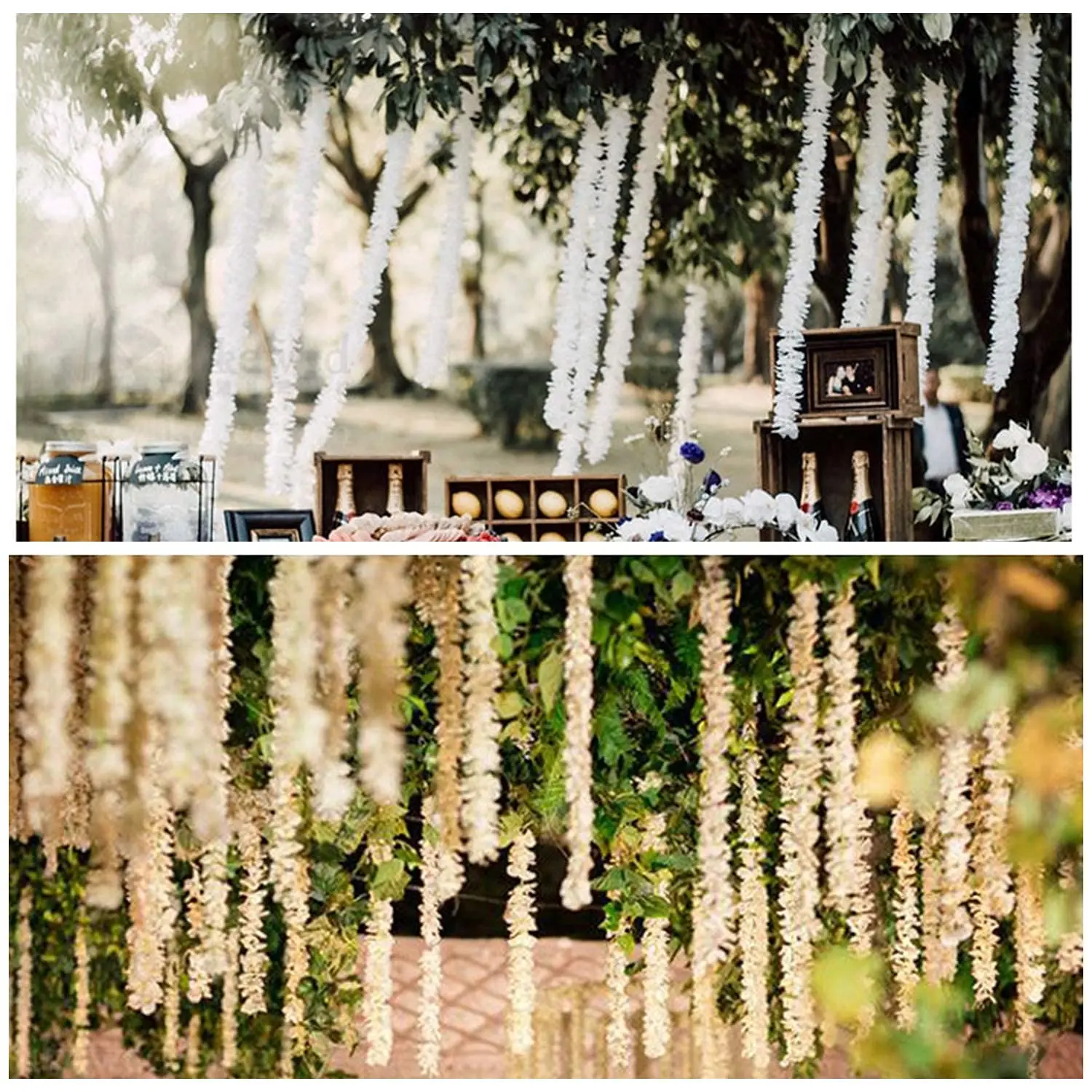 10PCS Artificial Wisteria Flowers Vine 29 Inch Long Tailing Silk Flower Strings for Wall Hanging Wedding Arch Party Home Decor