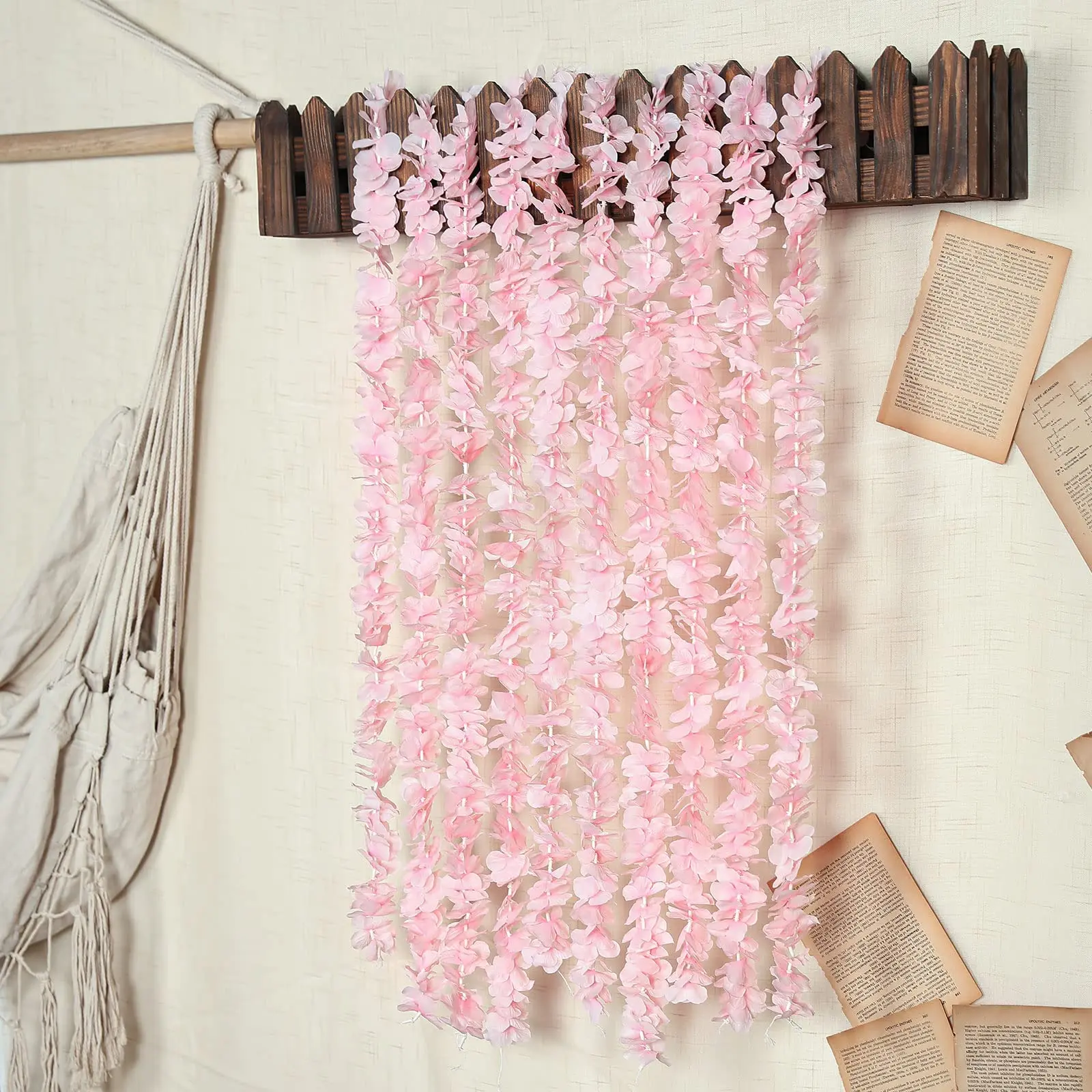 10PCS Artificial Wisteria Flowers Vine 29 Inch Long Tailing Silk Flower Strings for Wall Hanging Wedding Arch Party Home Decor