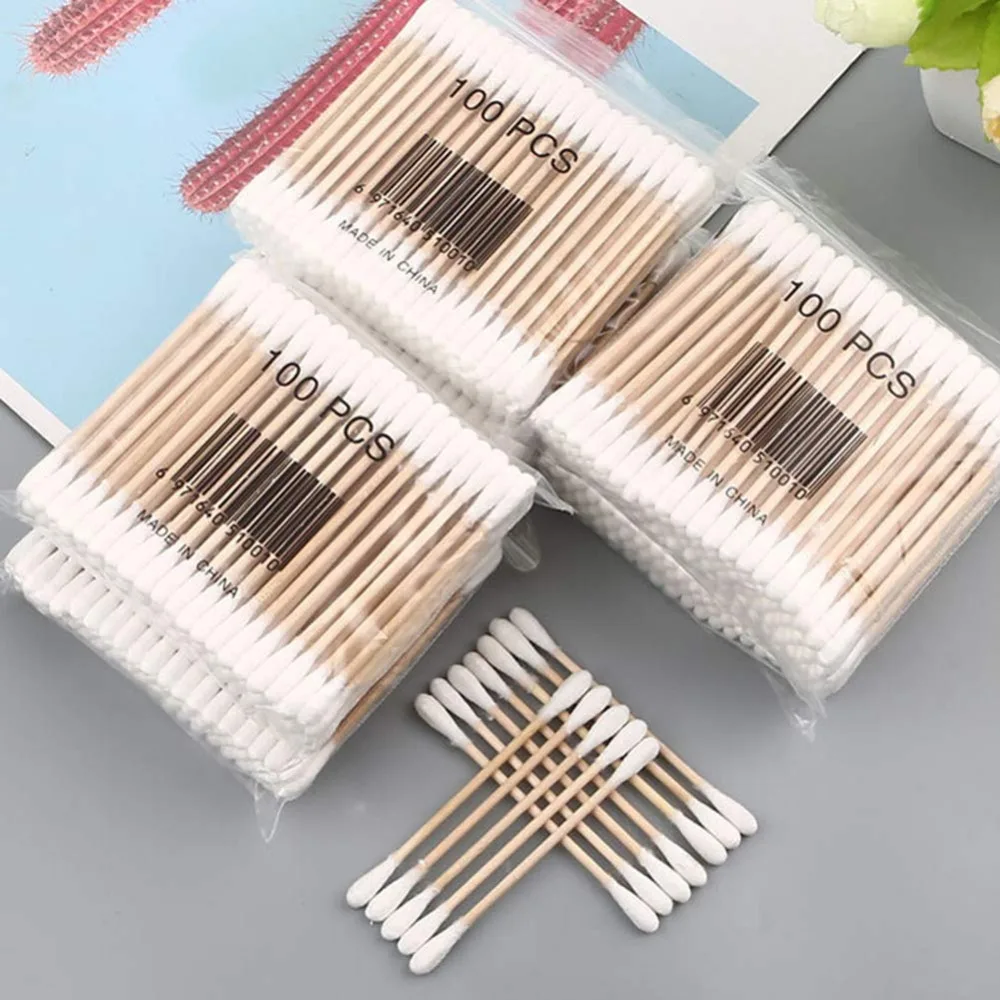 900/100/300pcs Disposable Wooden Micro Bud Swabs Lint Free Eyelash Extension Glue Removing Tools Makeup Mini Brush