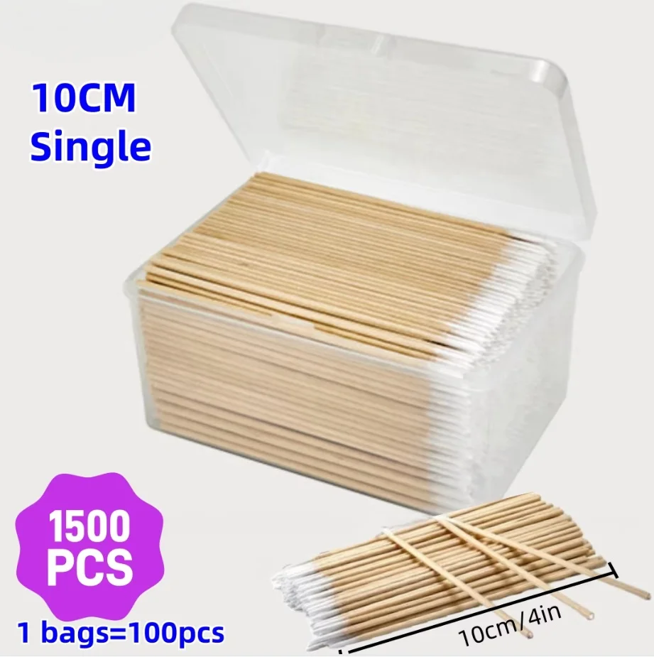 900/100/300pcs Disposable Wooden Micro Bud Swabs Lint Free Eyelash Extension Glue Removing Tools Makeup Mini Brush