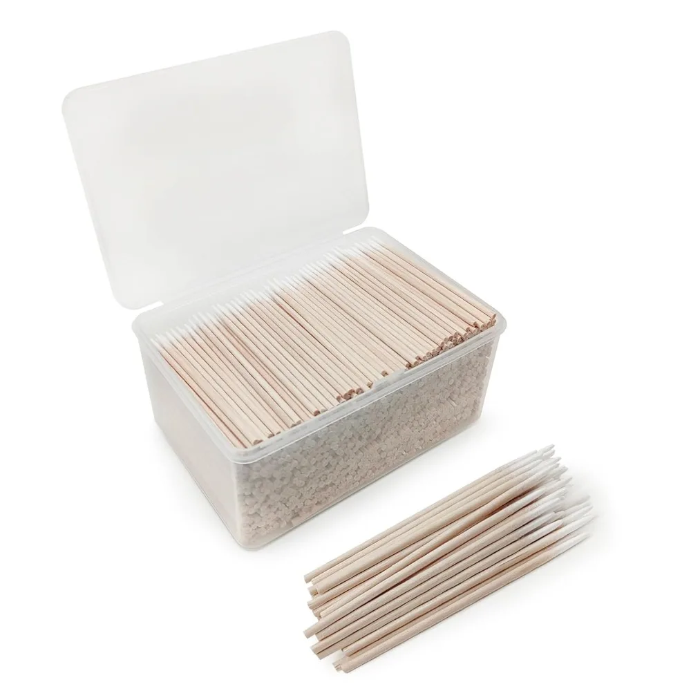 900/100/300pcs Disposable Wooden Micro Bud Swabs Lint Free Eyelash Extension Glue Removing Tools Makeup Mini Brush