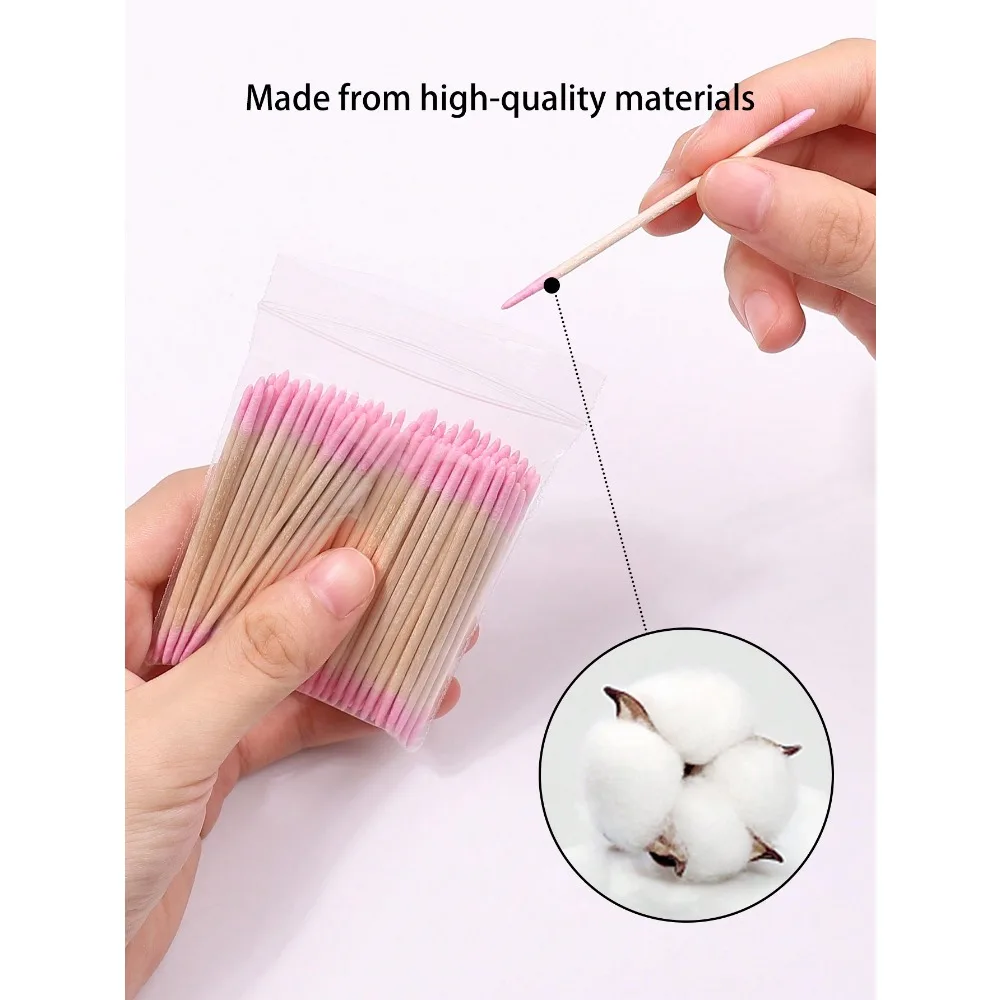 900/100/300pcs Disposable Wooden Micro Bud Swabs Lint Free Eyelash Extension Glue Removing Tools Makeup Mini Brush