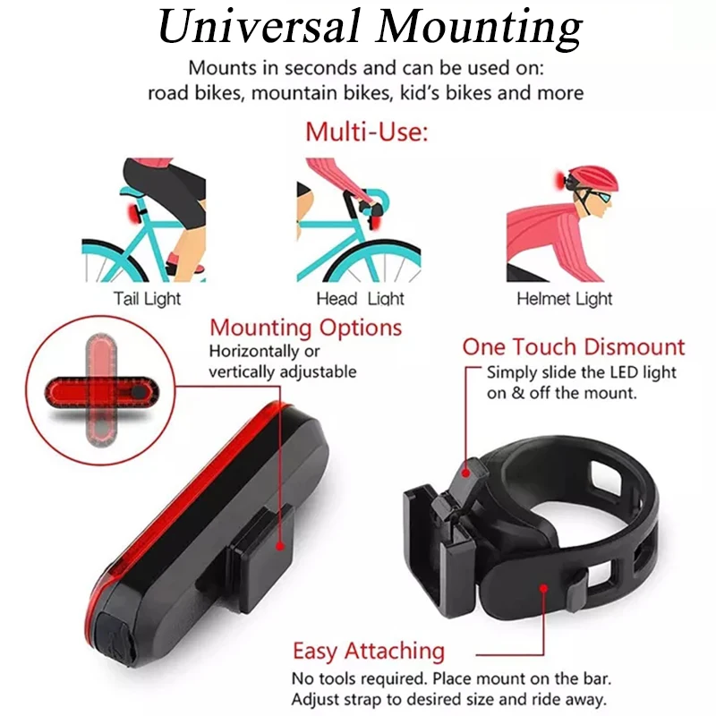 Rear Cycling Light Rechargeable Road Mountain Bike Taillight Waterproof LED Bicycle Tail Lamp Mini Lantern MTB Cycling Lighting