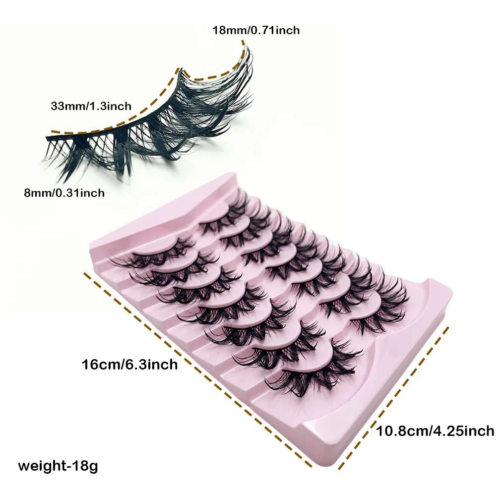 7 Pairs Wet False Eyelashes Fluffy Fairy Cat Eyelashes 3D Cat Eye Lashes, Faux Eyelashes, Natural Long Full Strip Lashes Winged