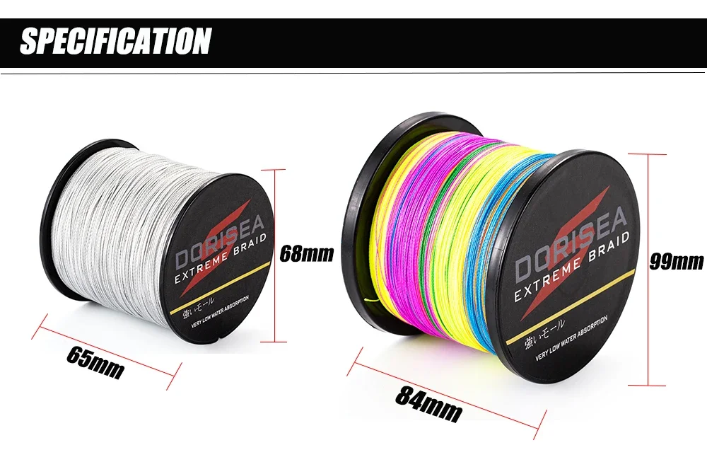 DORISEA X4 100M 6LB-100LB Extreme Braided PE Multifilament Fishing Line Wire Pesca Tackle