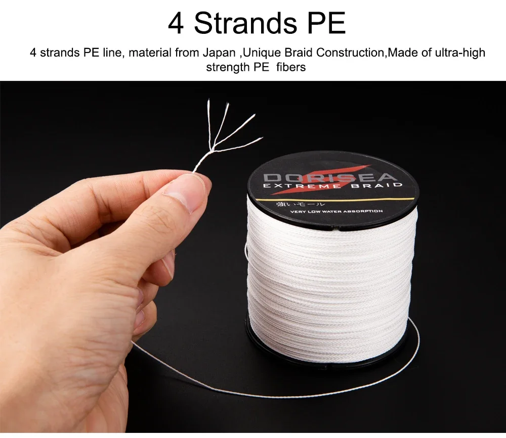 DORISEA X4 100M 6LB-100LB Extreme Braided PE Multifilament Fishing Line Wire Pesca Tackle