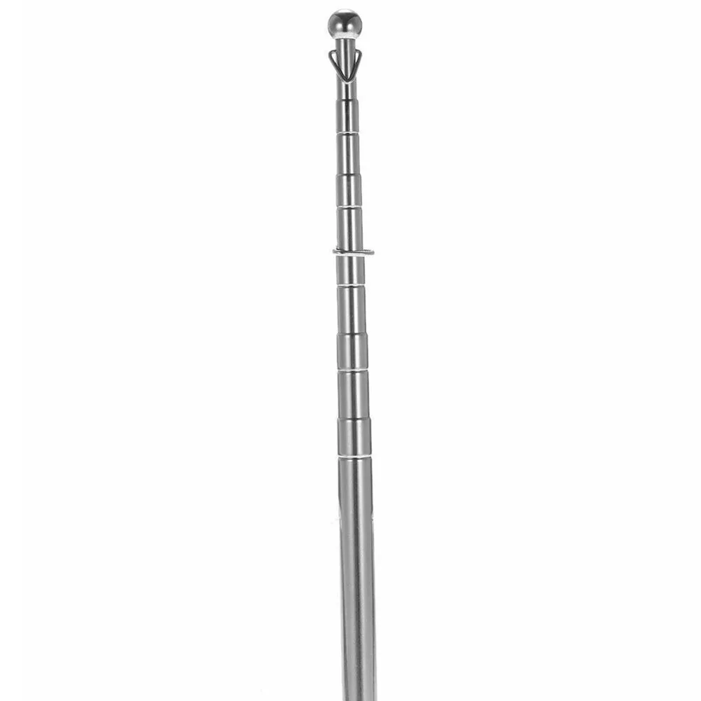 1.6M Telescopic Flagpole Stainless Steel Black Sponge Handle Portable Pole Flag Waving Flagpole Teaching Pointer