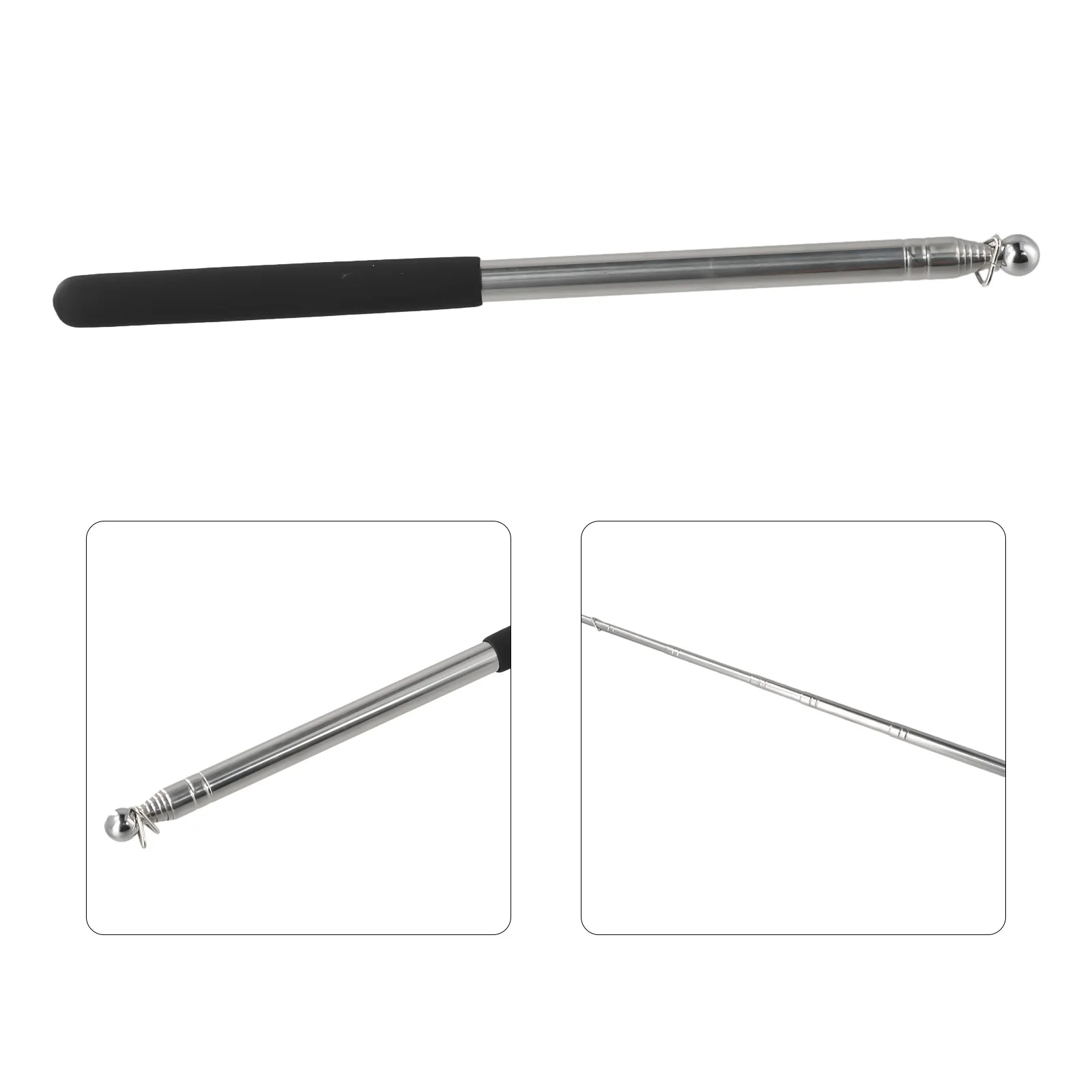 1.6M Telescopic Flagpole Stainless Steel Black Sponge Handle Portable Pole Flag Waving Flagpole Teaching Pointer