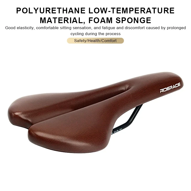 RIDERACE Bicycle Saddle Hollow Cycling Seat For Men Women Soft PU Leather Comfortable Shock Absorbing MTB Road Bike Cushion
