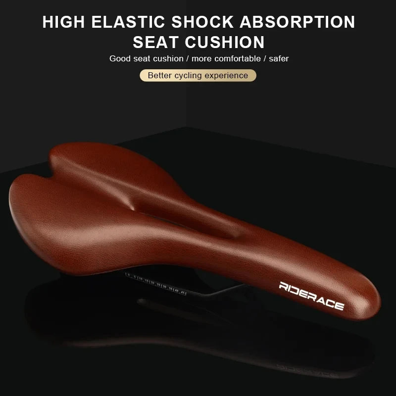 RIDERACE Bicycle Saddle Hollow Cycling Seat For Men Women Soft PU Leather Comfortable Shock Absorbing MTB Road Bike Cushion