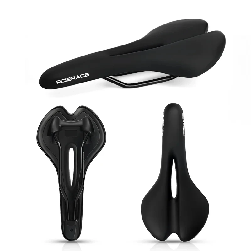 RIDERACE Bicycle Saddle Hollow Cycling Seat For Men Women Soft PU Leather Comfortable Shock Absorbing MTB Road Bike Cushion