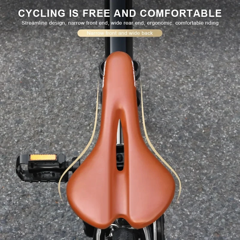 RIDERACE Bicycle Saddle Hollow Cycling Seat For Men Women Soft PU Leather Comfortable Shock Absorbing MTB Road Bike Cushion