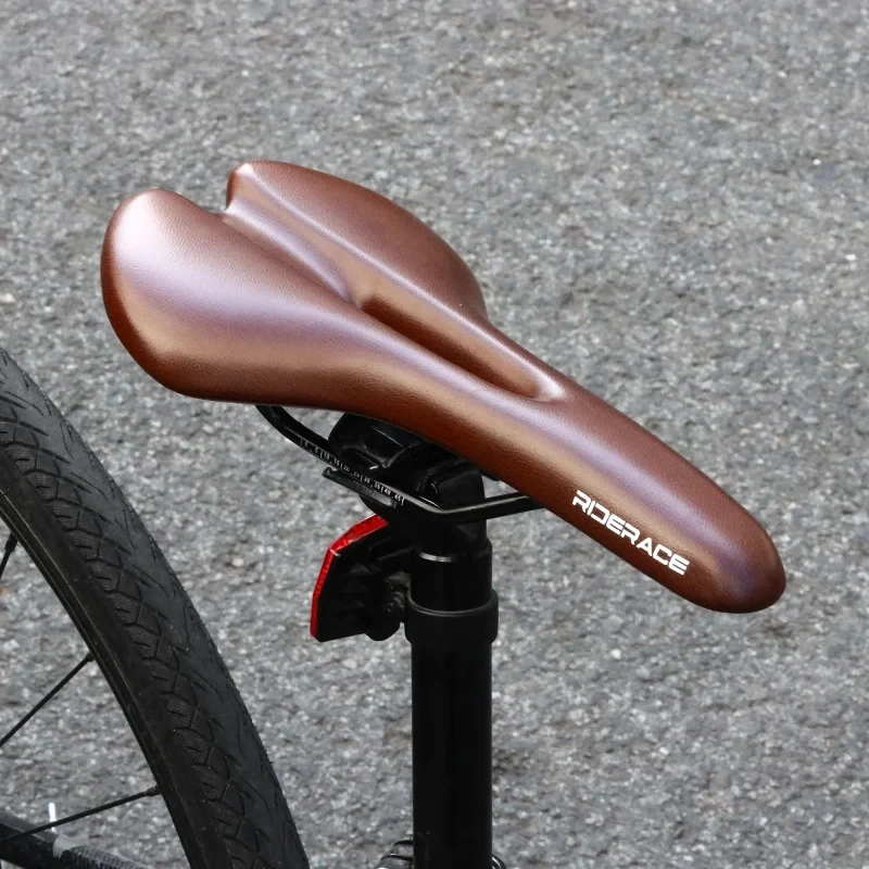 RIDERACE Bicycle Saddle Hollow Cycling Seat For Men Women Soft PU Leather Comfortable Shock Absorbing MTB Road Bike Cushion