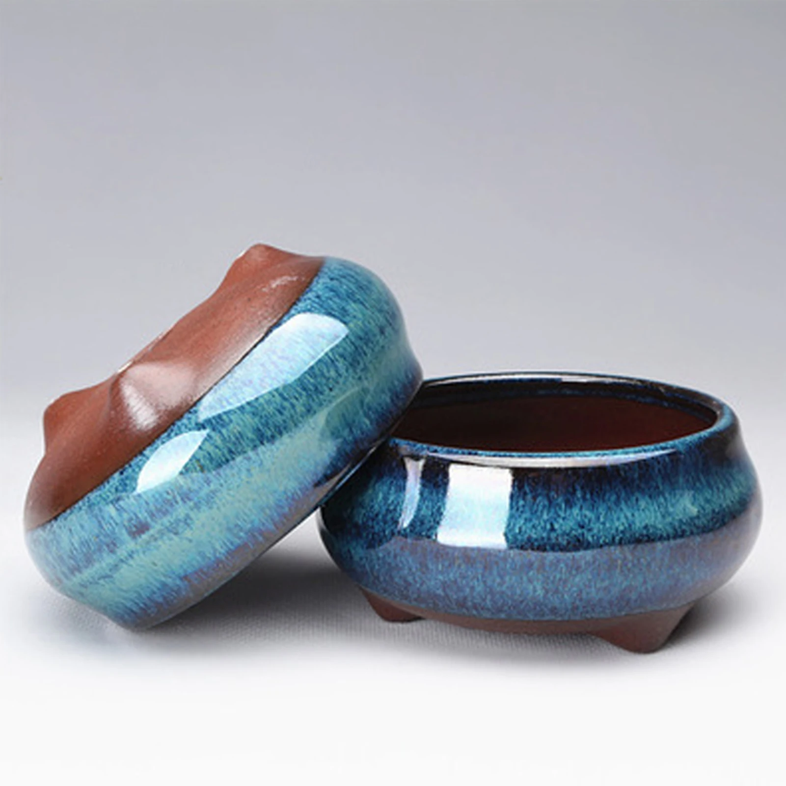 Chinese Style Bonsai Pots Breathable Stoneware Bonsai Pots With Holes Chinese Style Bonsai Flowerpot Ceramic Crafts for Garden