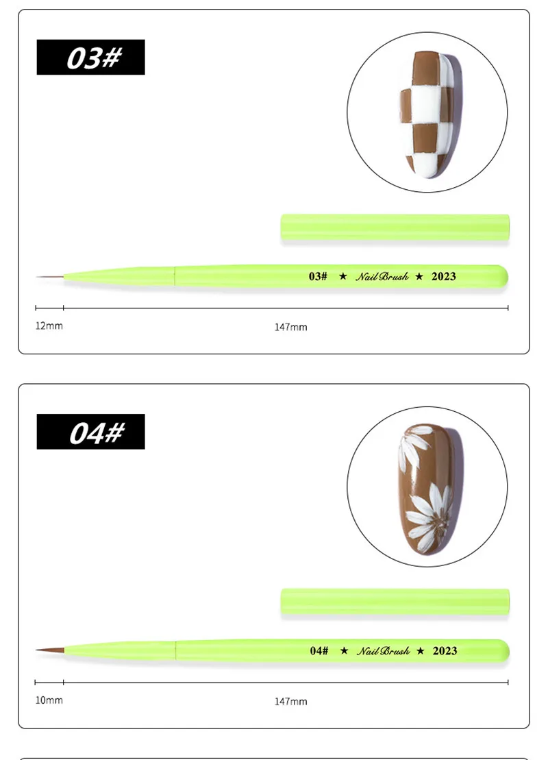 Green Nail Brush Gel Brush For Manicure Acrylic UV Gel Extension Pen Nail Polish Painting Drawing Brush