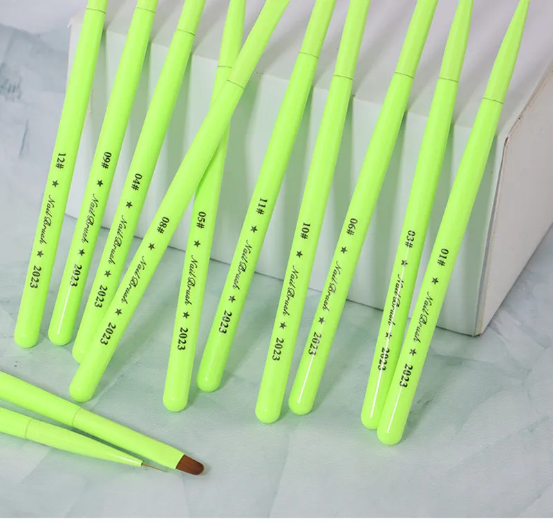 Green Nail Brush Gel Brush For Manicure Acrylic UV Gel Extension Pen Nail Polish Painting Drawing Brush