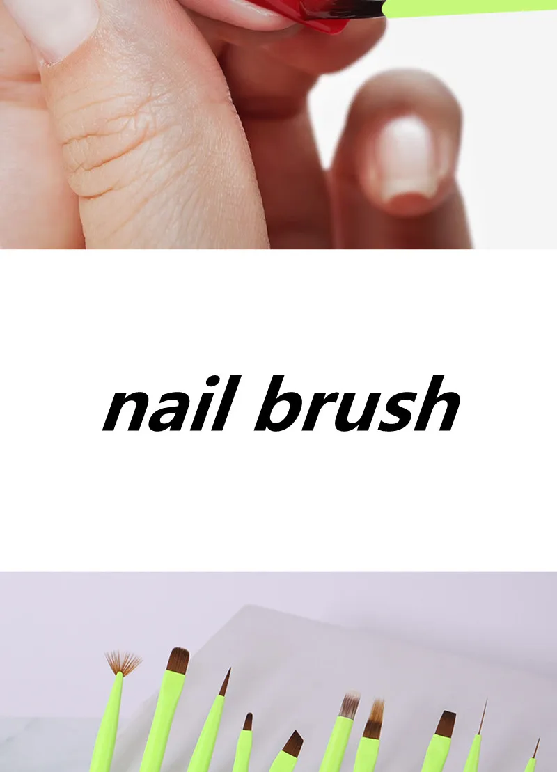 Green Nail Brush Gel Brush For Manicure Acrylic UV Gel Extension Pen Nail Polish Painting Drawing Brush