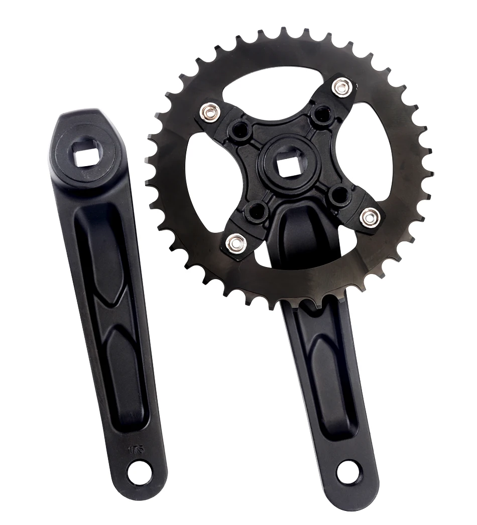 GOLDIX Square Hole Bicycle Crankset Aluminum Alloy MTB Crank 165/170/175mm Length Narrow Wide Teeth 104BCD 32/34/36/38/40/42T