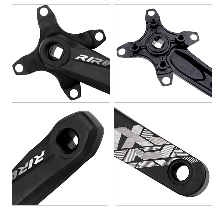 GOLDIX Square Hole Bicycle Crankset Aluminum Alloy MTB Crank 165/170/175mm Length Narrow Wide Teeth 104BCD 32/34/36/38/40/42T
